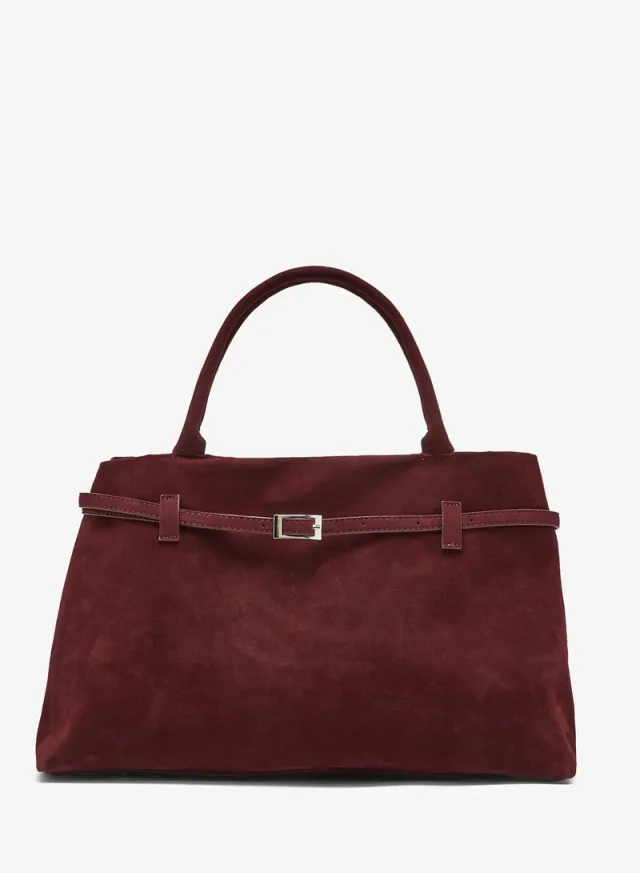 Buckle Suede Tote Bag