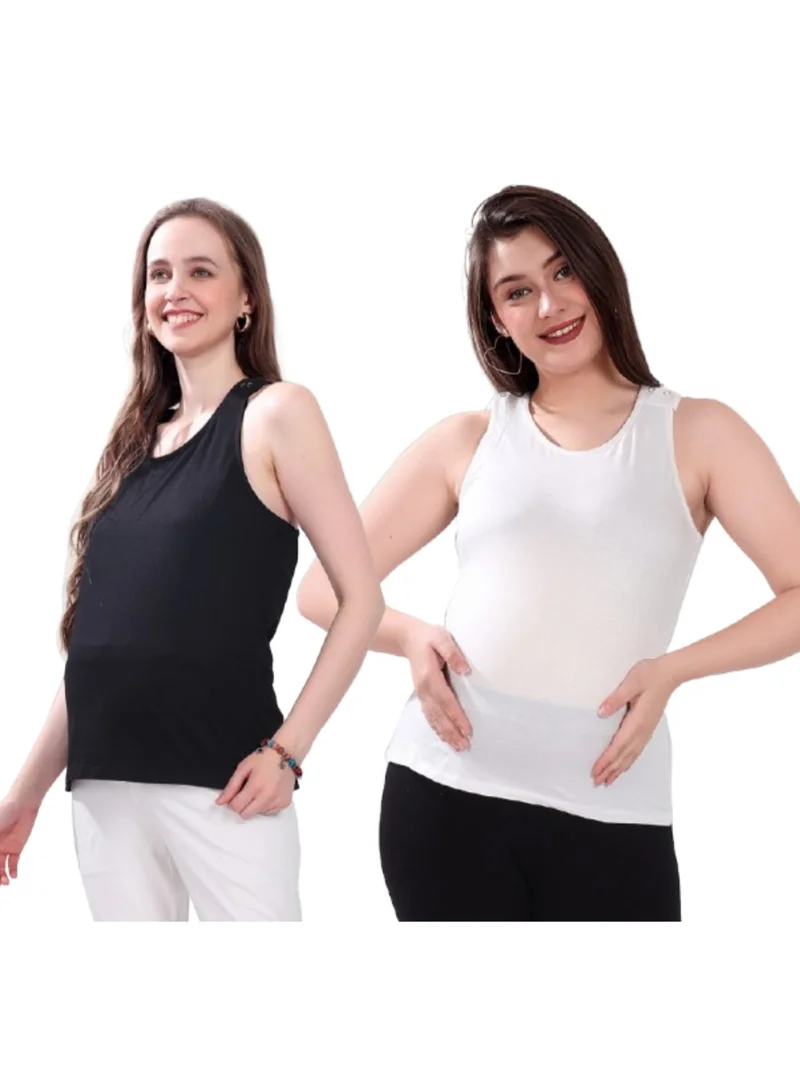 TUMMY Maternity Nursing Tank Top Pack of 2 Black