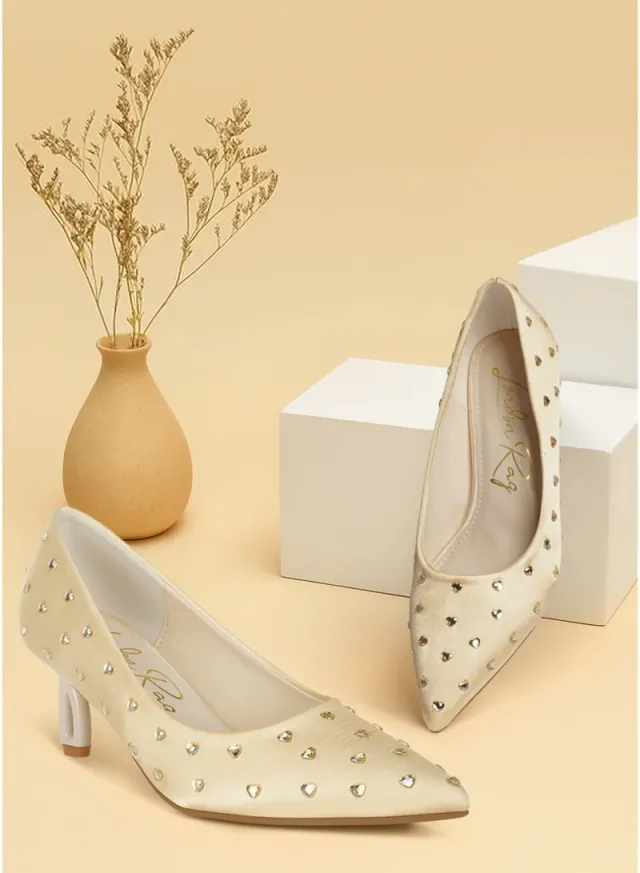 Rhinestone Heart Pumps Red – image 2