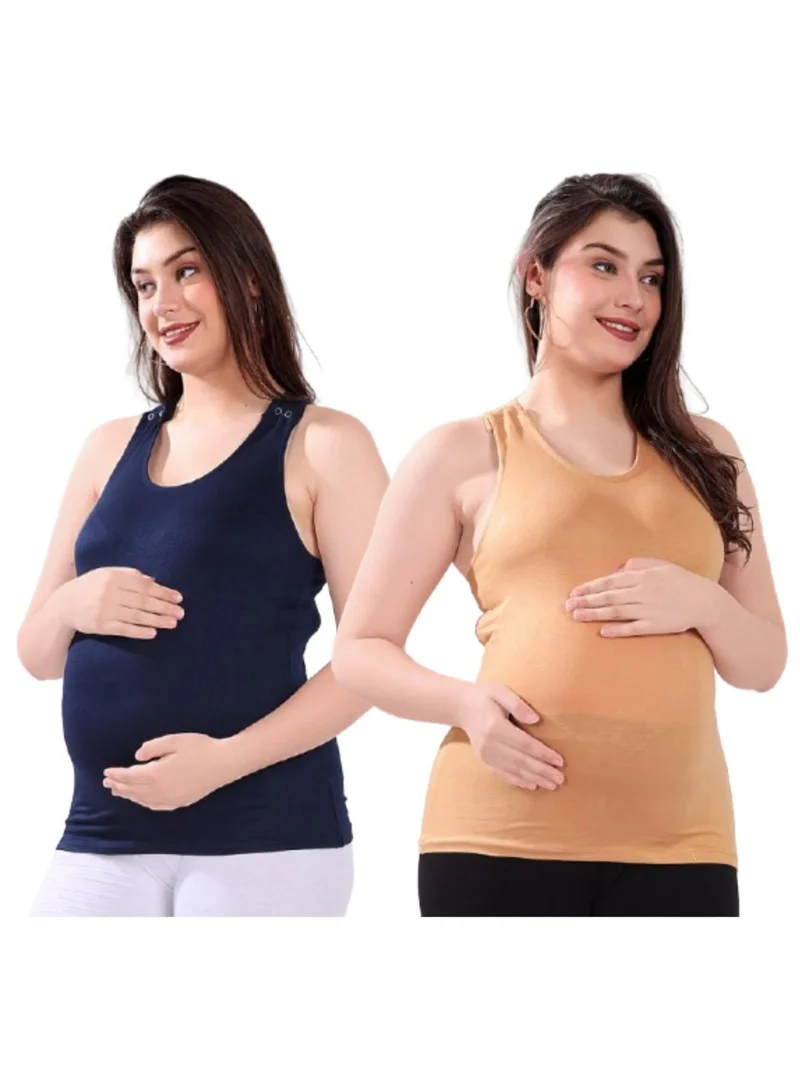 TUMMY Maternity and Nursing Tank Top 2-Pack Deep Slate Blue