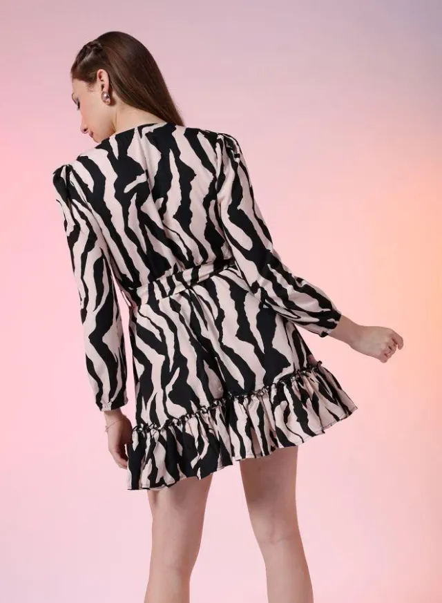 Women's Fit & Flare Animal Print Wrap Mini Dress – image 2