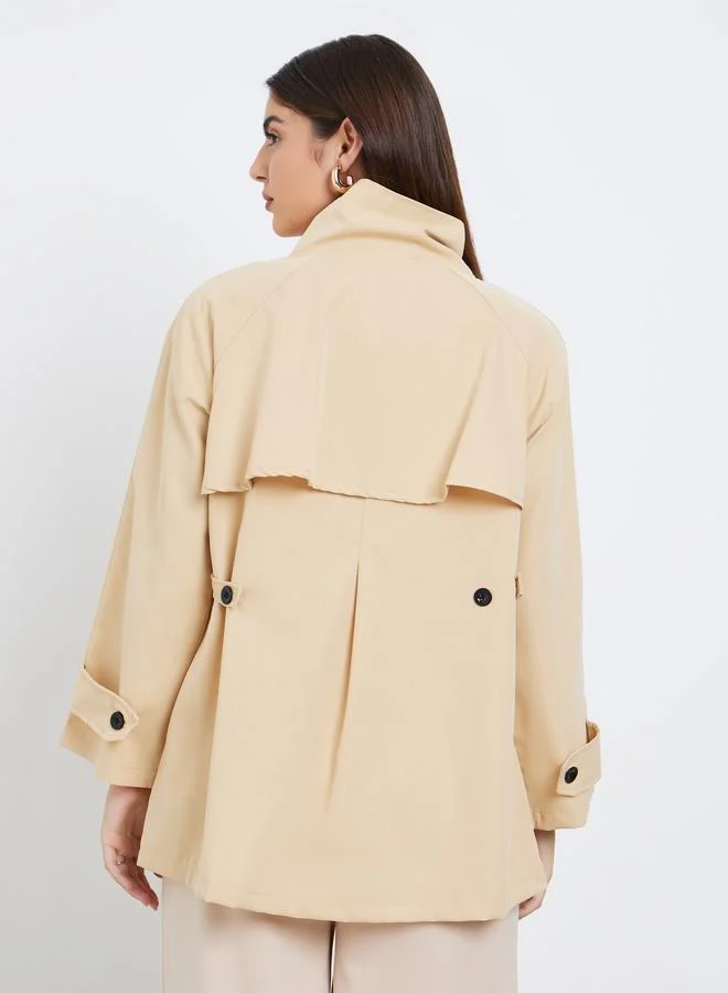 Longline Utility Trench Jacket Beige