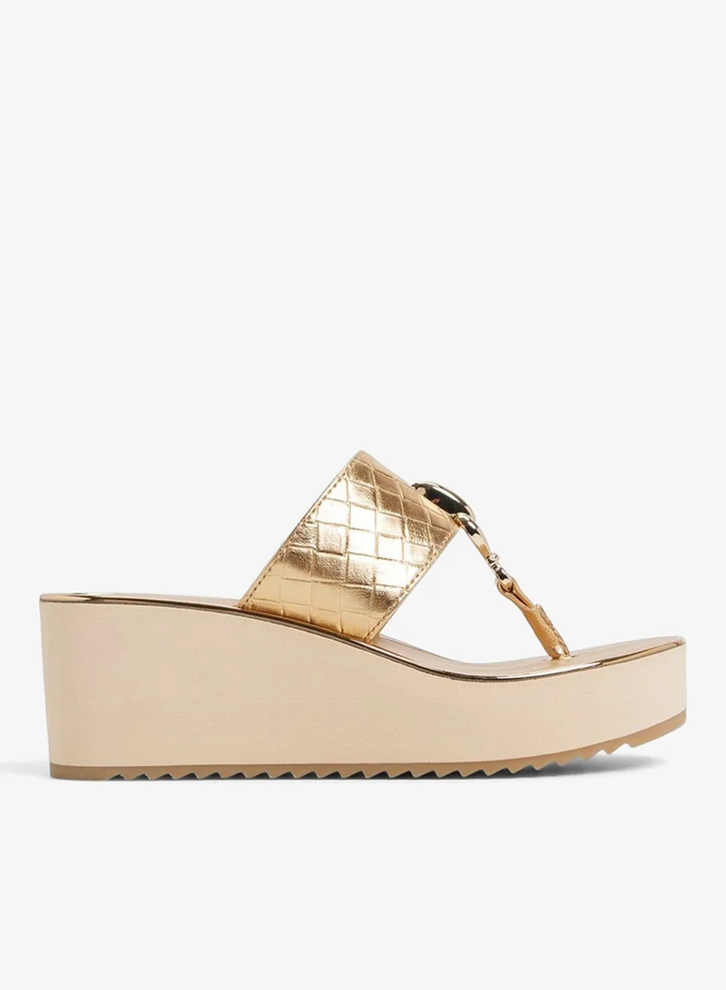 Penelopy-In Women's Gold Heel Wedges Golden Yellow