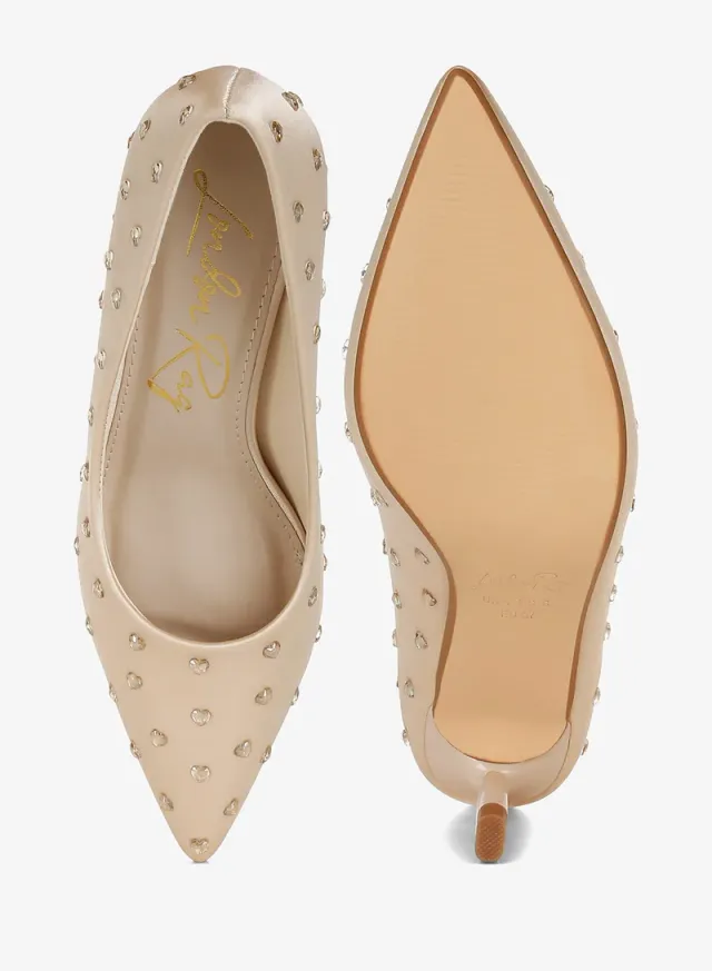 Rhinestone Heart Pumps Red – image 5