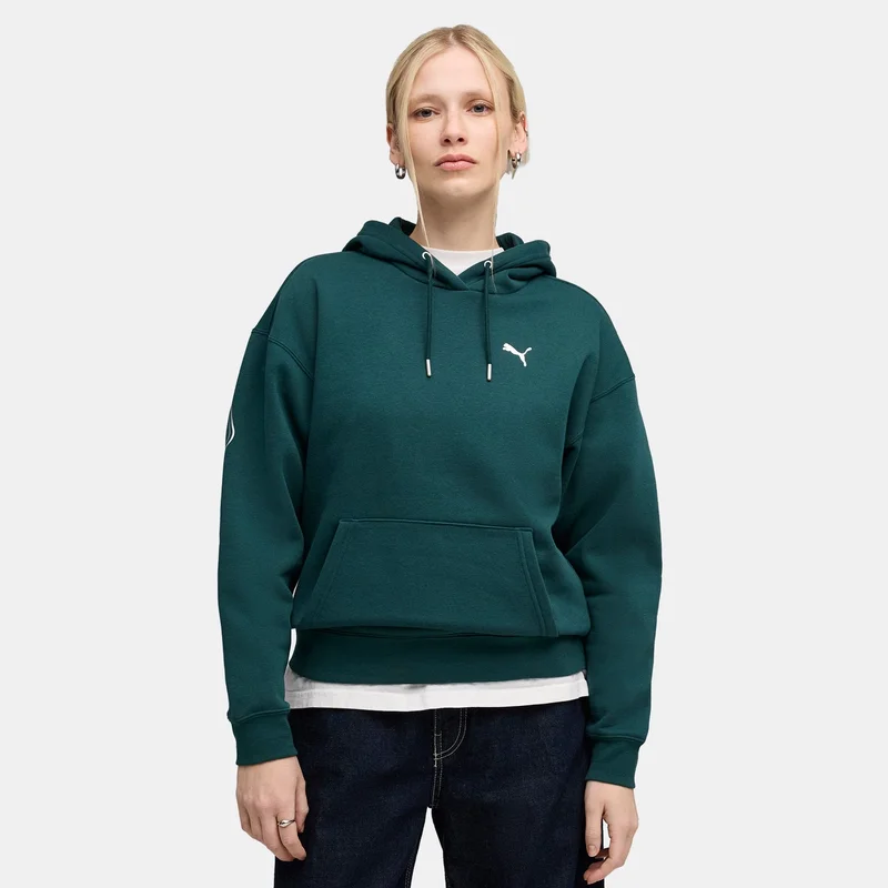 Women's Maximal Metallic Comfort Hoodie Green