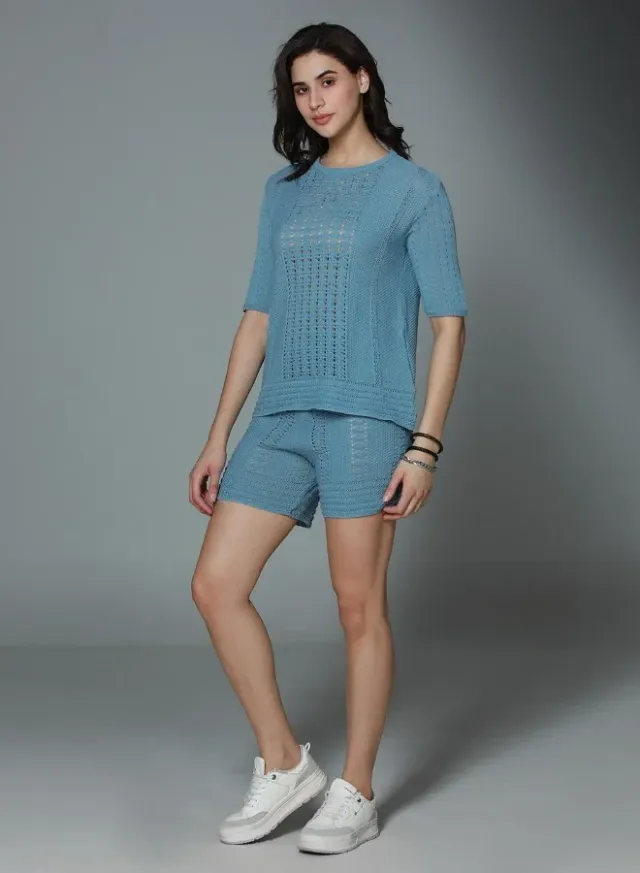 Women's Regular Fit Co-ord Blue – image 5