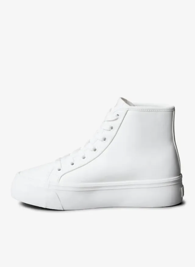 White Leather High-Top Platform Lace-Up Sneakers for Women – image 2