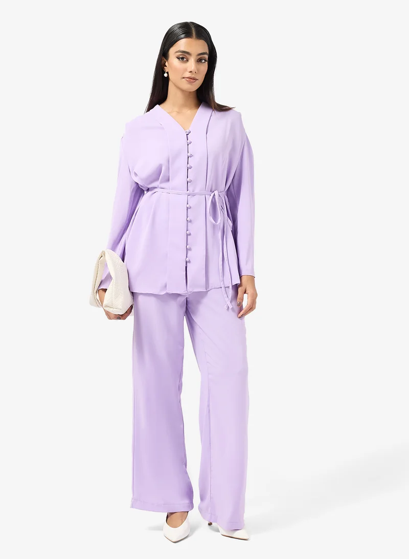 Button Down Tunic & Pant Set Green
