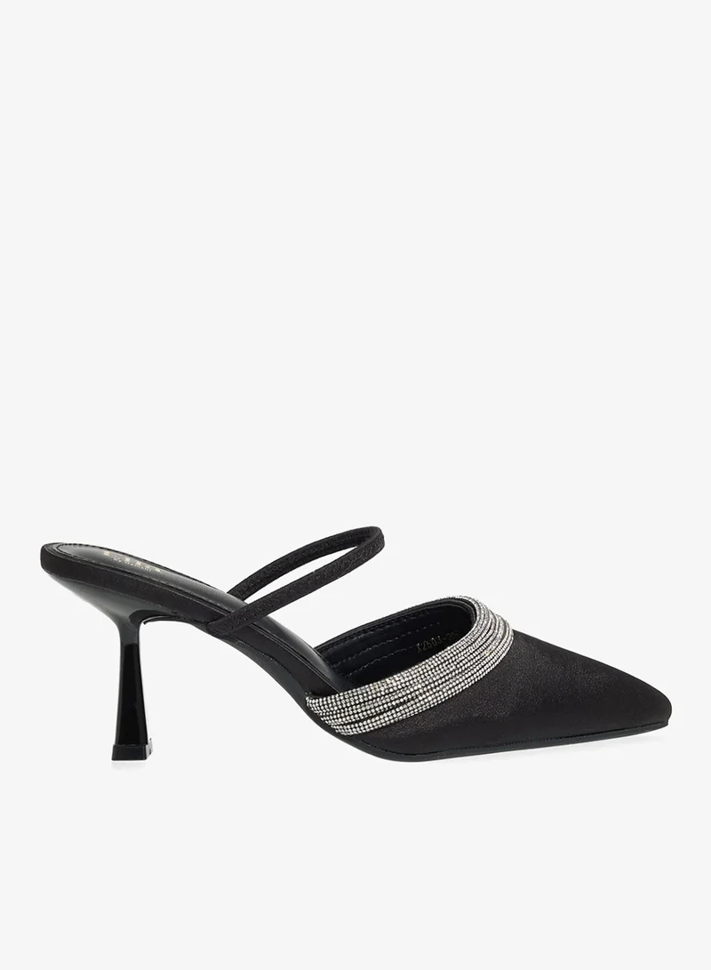 Diamante Heeled Pumps Black