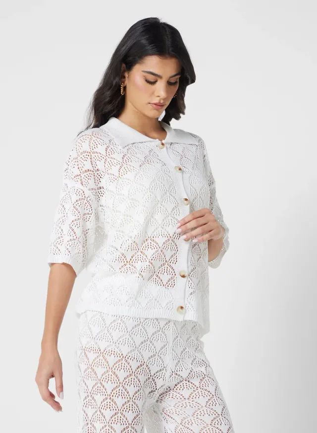 Ella Crochet White Two-Piece Beachwear Set for Women – image 3