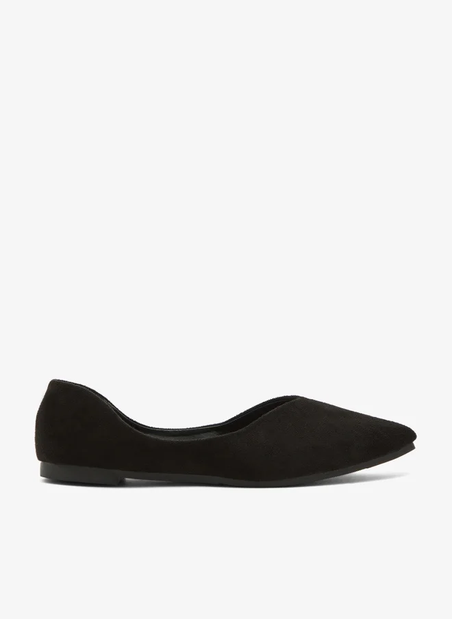 Suede Pointed Toe Ballet Flats Black