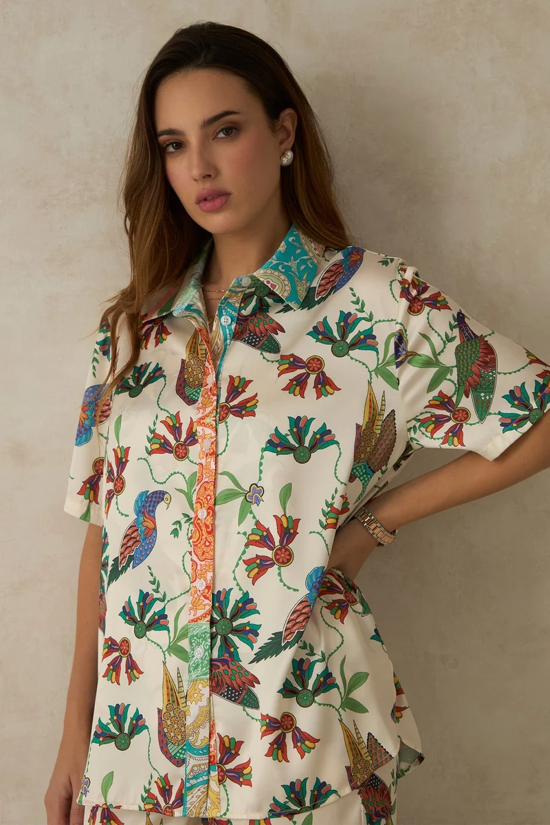 Virgio Women Louisa Floral Printed Shirt White