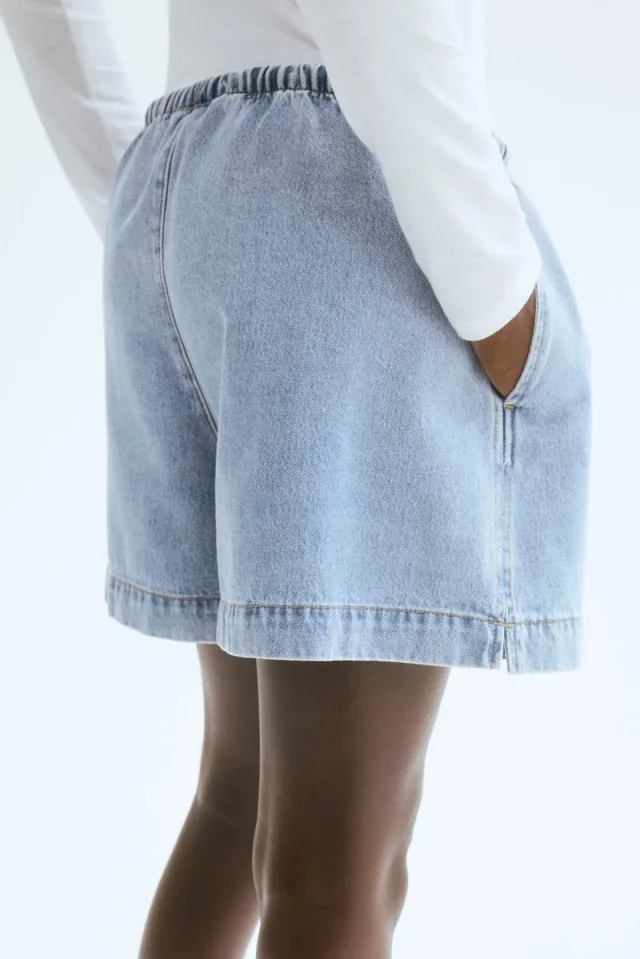 Blue Denim Drawstring Shorts for Women - Casual Fit – image 2