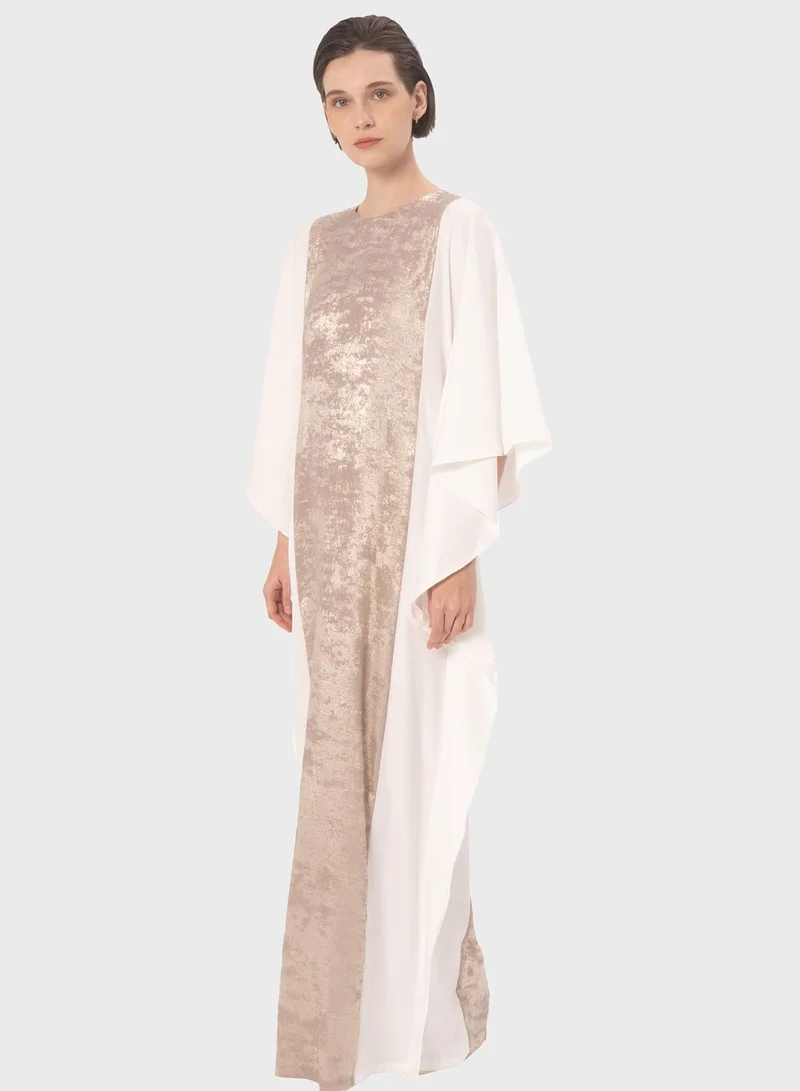 Pleated Tiered Kaftan Beige
