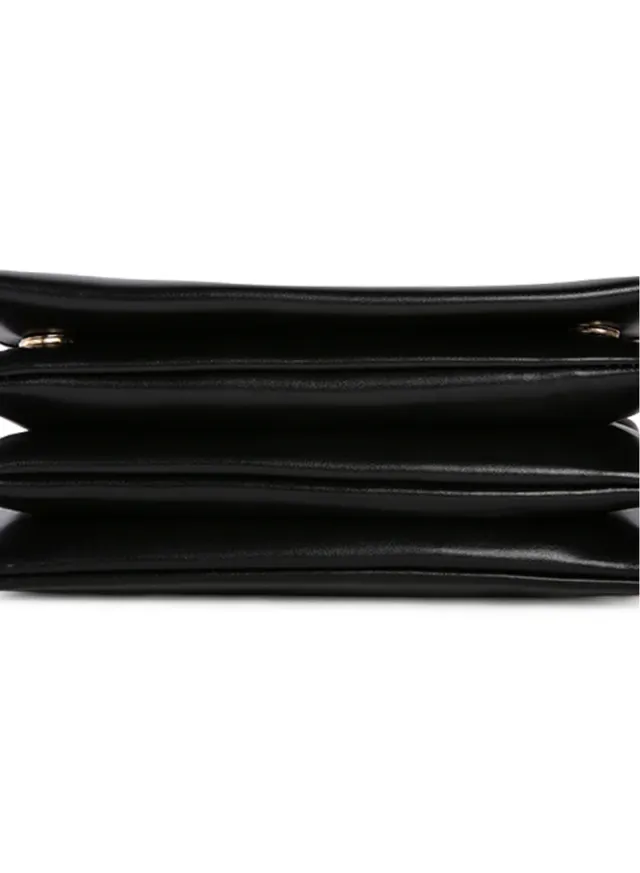 Black PU Leather Trifold Wristlet Handbag with Magnetic Snap Closure – image 5