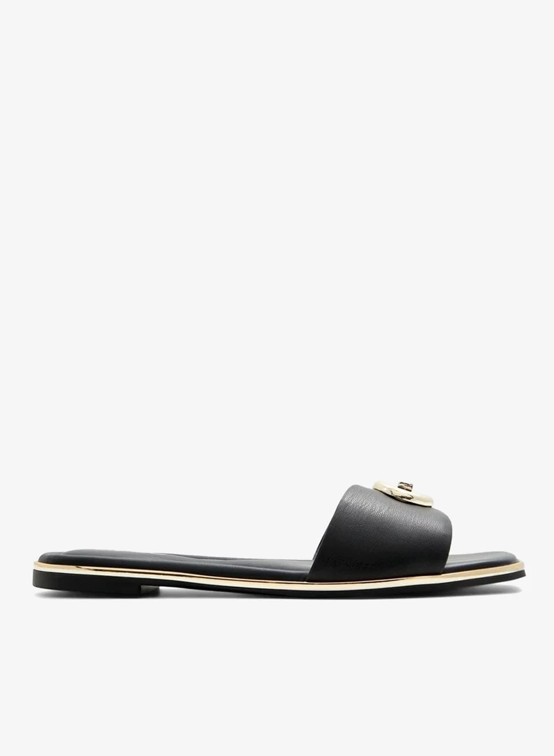BELLENOR Metal Accent Flat Sandals Black