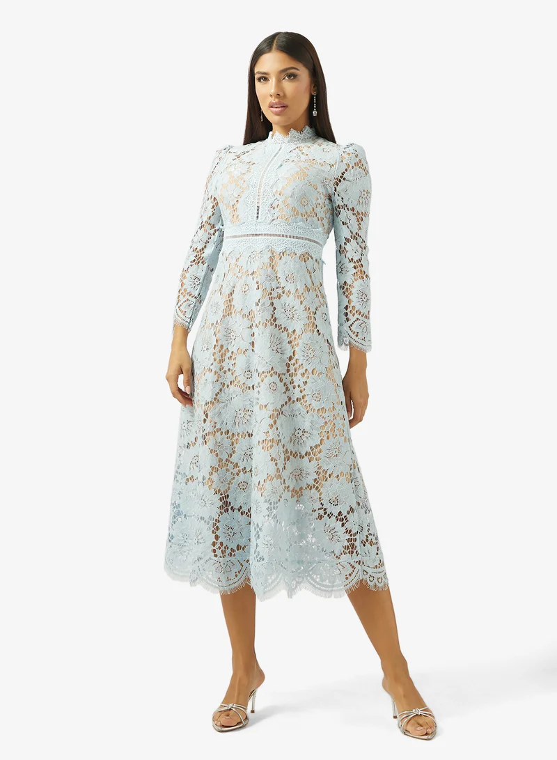 Lace A-line Dress Baby Blue