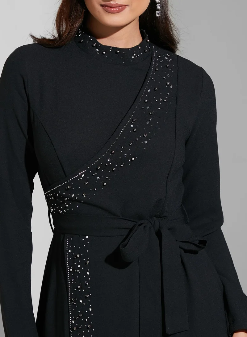 Overlap Detail Dress Black