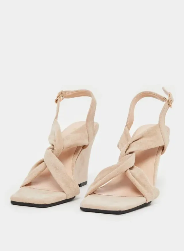 Velvet Criss Cross Wedge Sandals – image 3