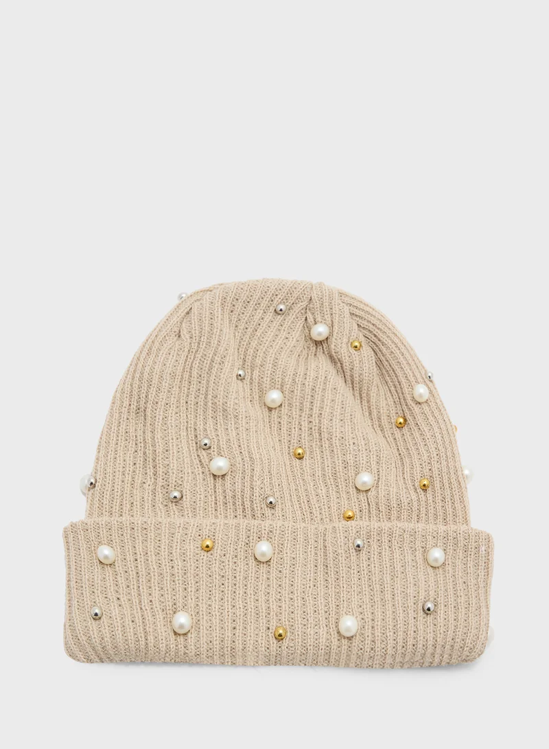 Embellished Pearl Winter Beanie