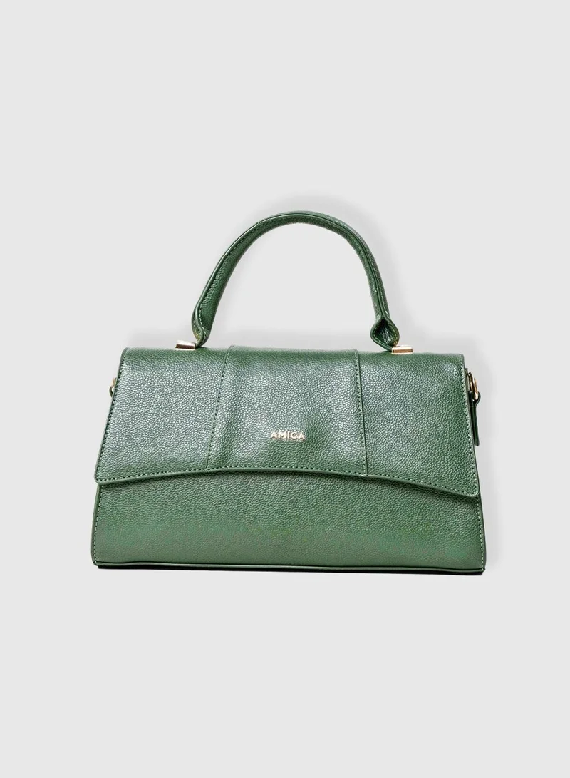 Solana Hourglass Mini Top Handle Bag Green