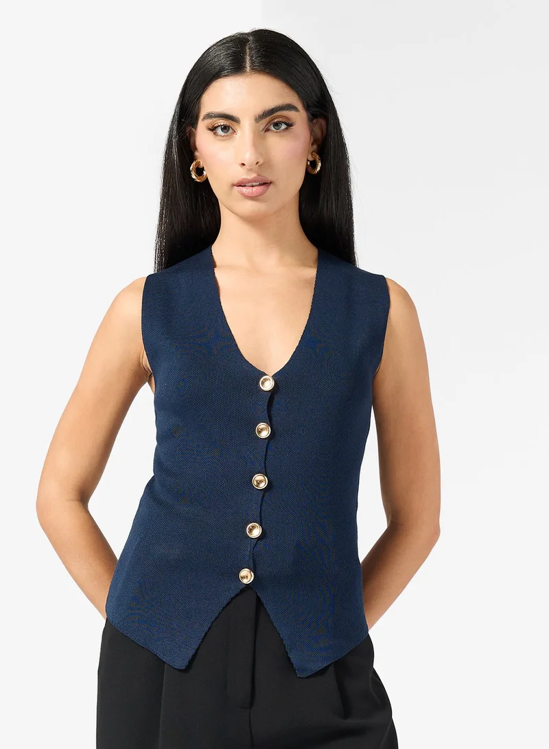 Knit Vest Deep Blue