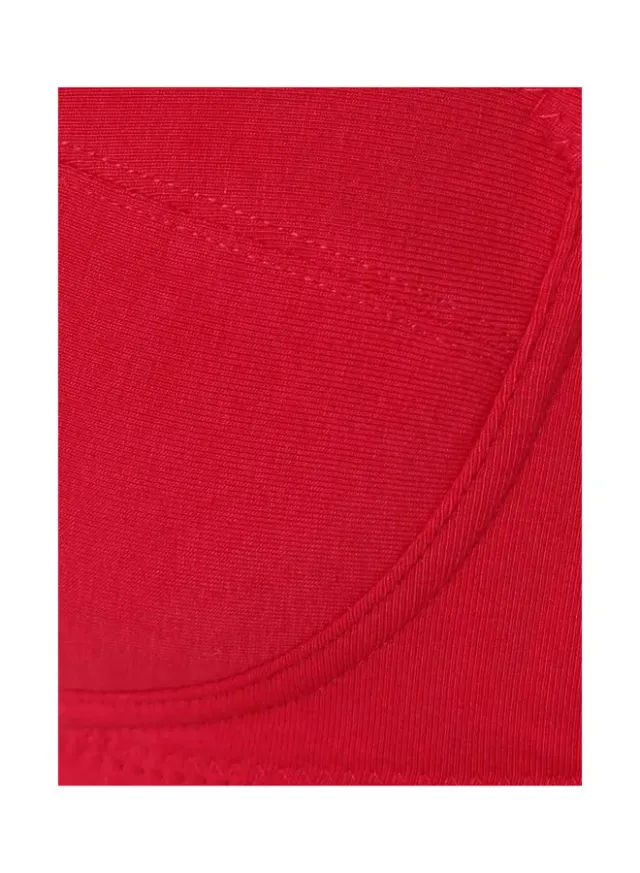 1615 Women's Cotton Full Coverage Wire-free Bra - Red – image 6