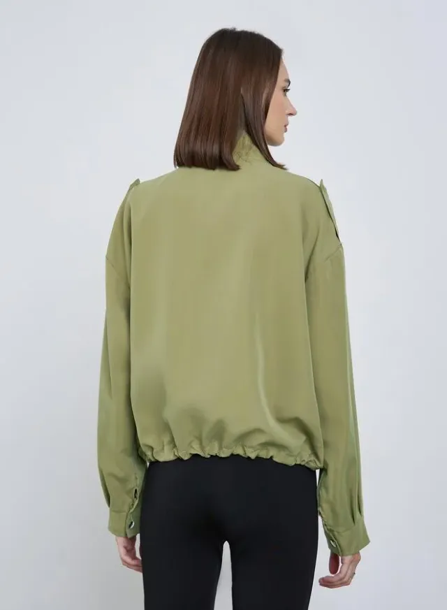 Beige Boxy Fit Utility Jacket with Flap Pocket for Women – image 5