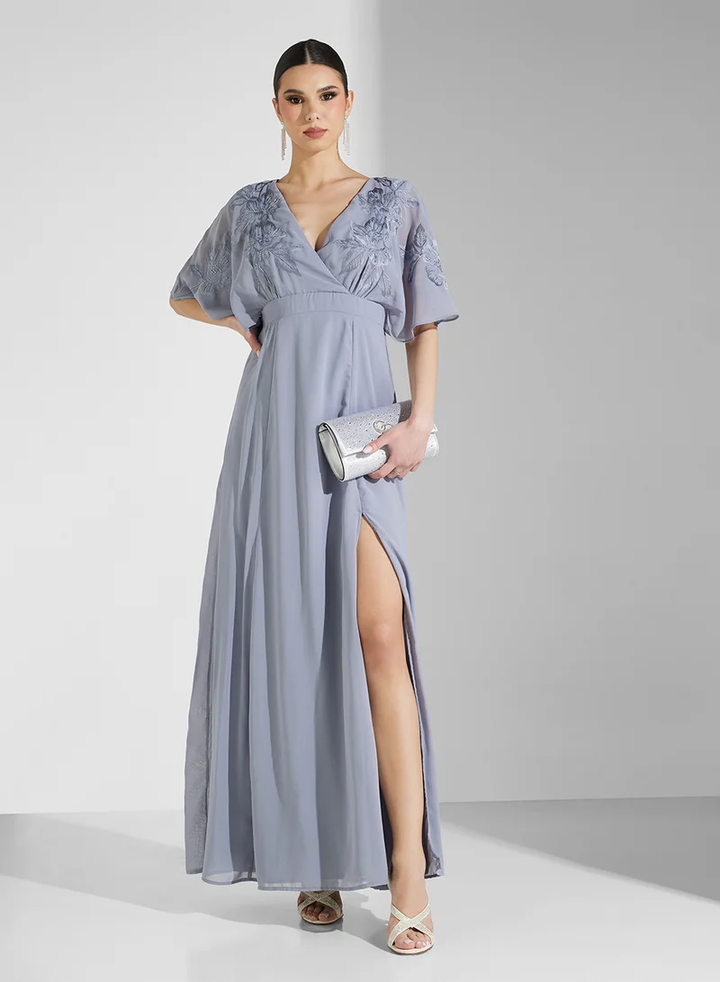 Embroidered Chiffon Dress