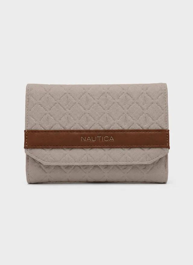 ANA Monogram Tri-Fold Wallet Beige