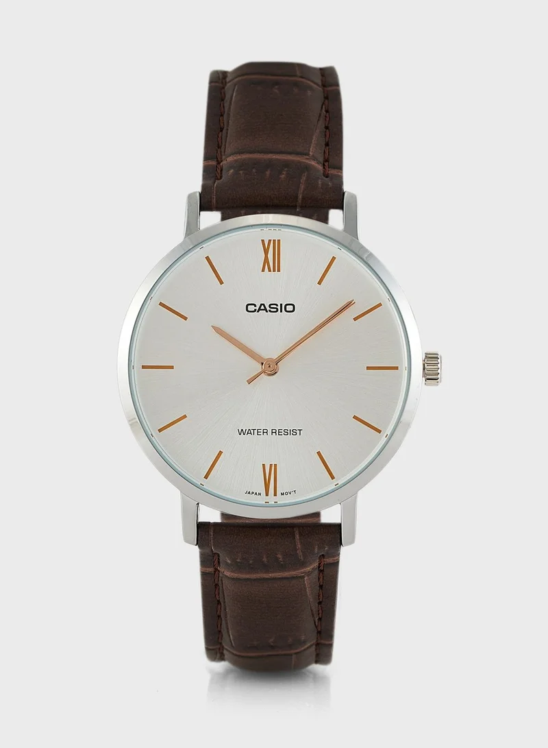 PU Strap Analog Watch Brown
