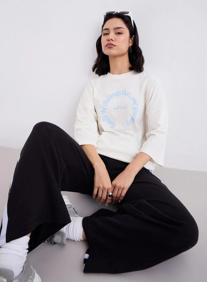 Styli Side Taping Wide Leg Joggers Black