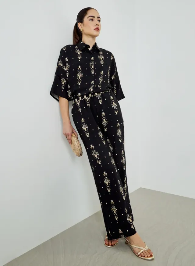 Printed Shirt & Pants Co-Ord Set - Black – image 2