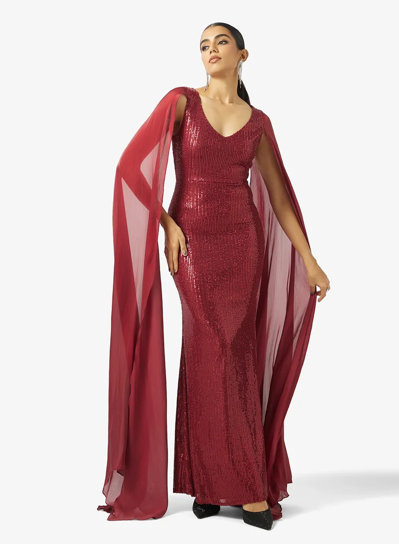 Exaggerated Sleeve Shimmer Dress