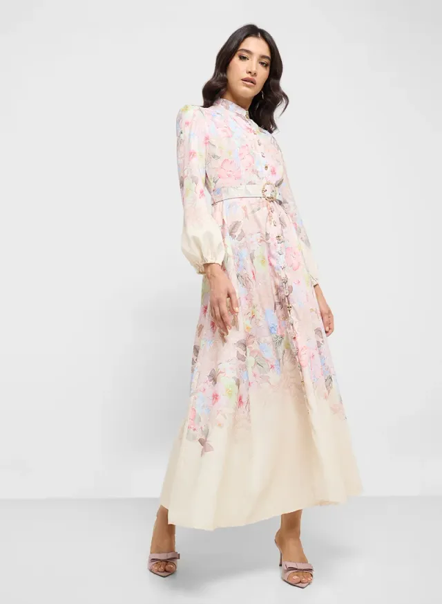 Ella Women's Maxi Floral Print Collared Long-Sleeve Shirt Dress – image 4