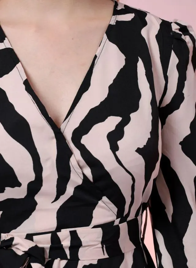 Women's Fit & Flare Animal Print Wrap Mini Dress – image 4