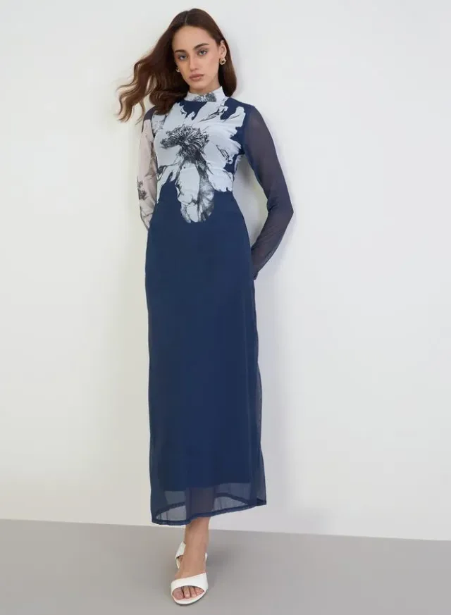 Floral Long Sleeve Bodycon Maxi Dress – image 2
