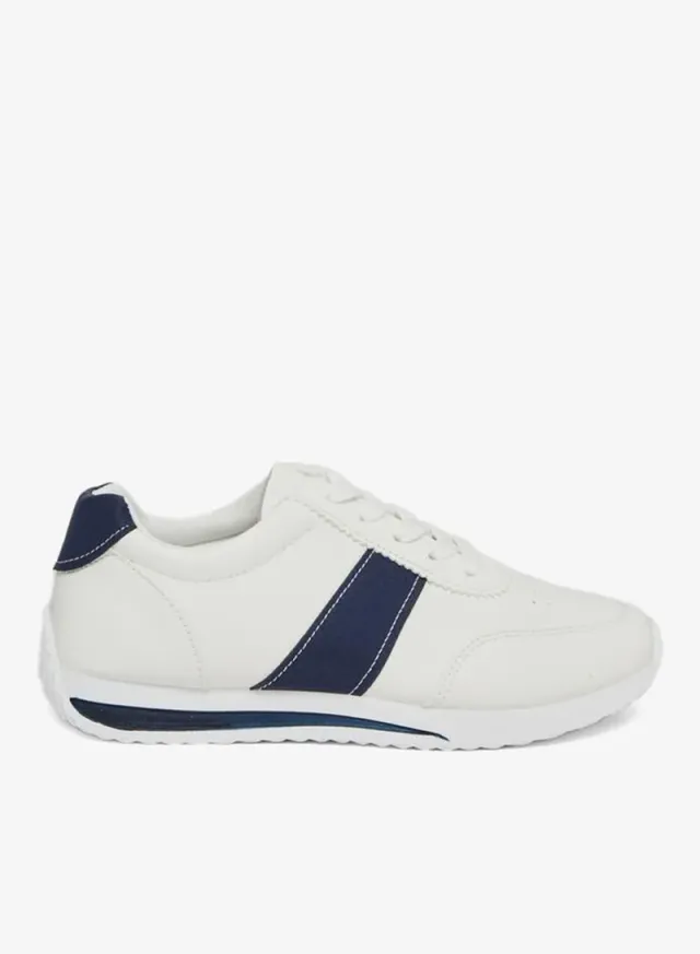 Color Block Lace-Up Sneakers White