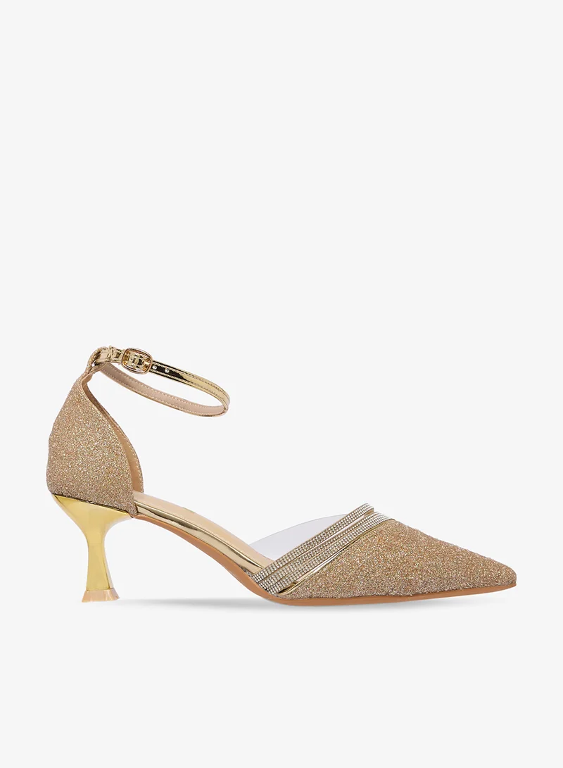 Mid-Heel Pointed Toe Pumps Sandy Brown