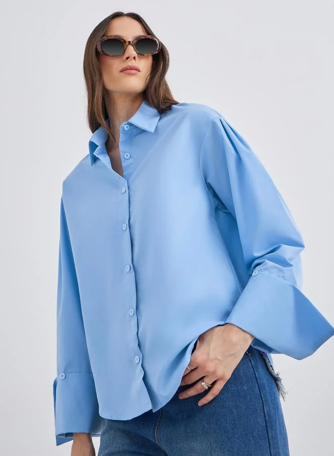 Women's Oversized Button-Down Shirt Blue