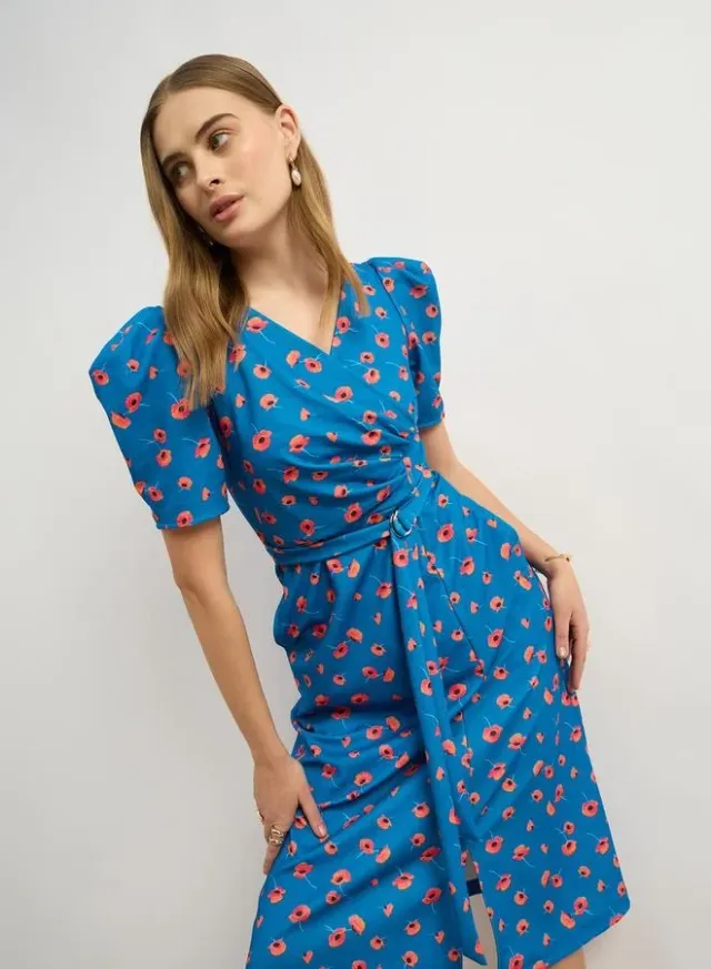 Polyester Midi Dress with Ruched Waist Detail – image 6