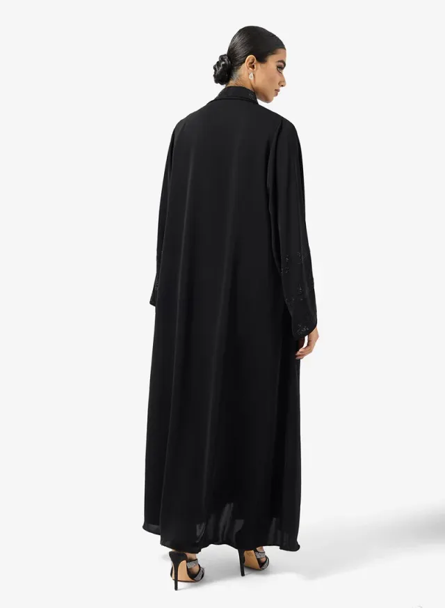 Black Embroidered Abaya with Matching Sheila - Loose Fit – image 2
