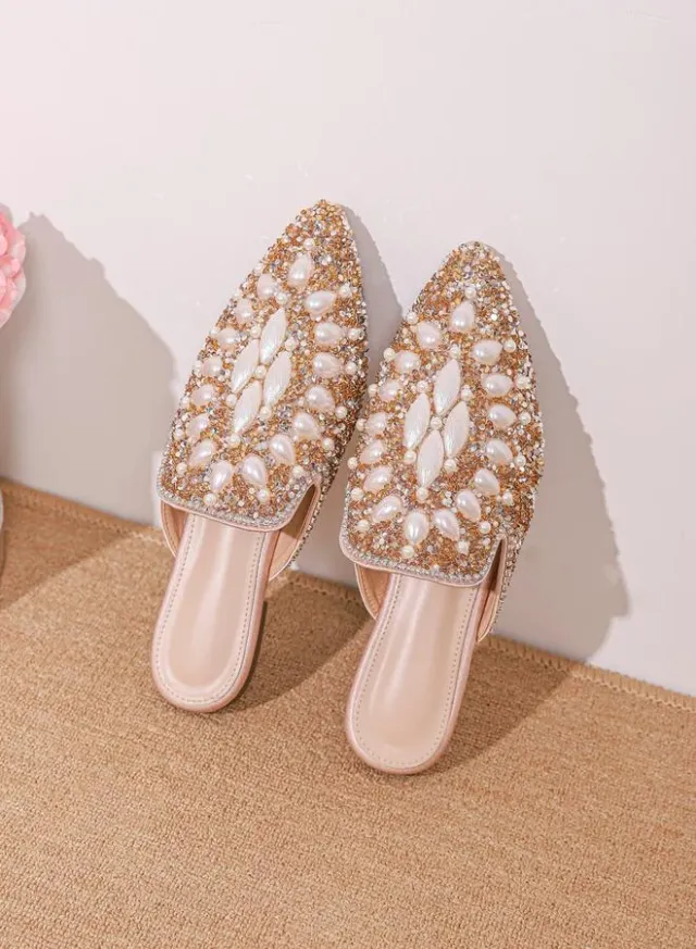 Embellished Pointed Toe Flat Sandals – image 5