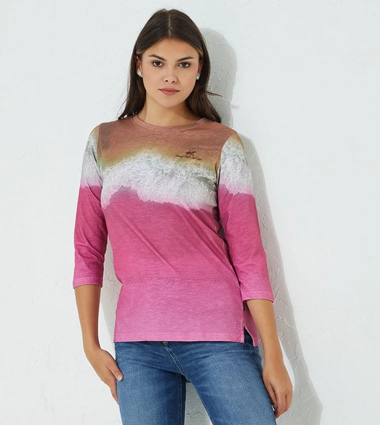 Tie-Dye Round Neck T-Shirt Blush