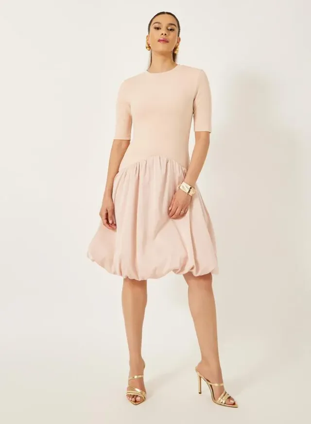 Lilac Floral Fit & Flare Midi Dress with Long Sleeves – image 2