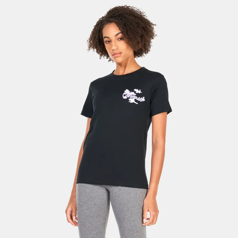 Women's Seasonal Graphic Word Art Tee Black