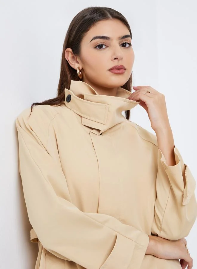 Longline Utility Trench Jacket Beige