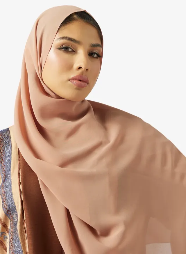 Beige Embroidered High Neck Open Front Maxi Abaya - Ramadan Style – image 4
