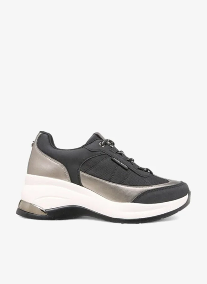 Women's Panelled Lace-Up Sneakers Black