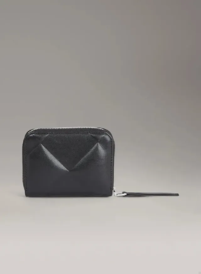 Black Faux Leather Zip-Around Wallet with 4 Card Slots – image 2
